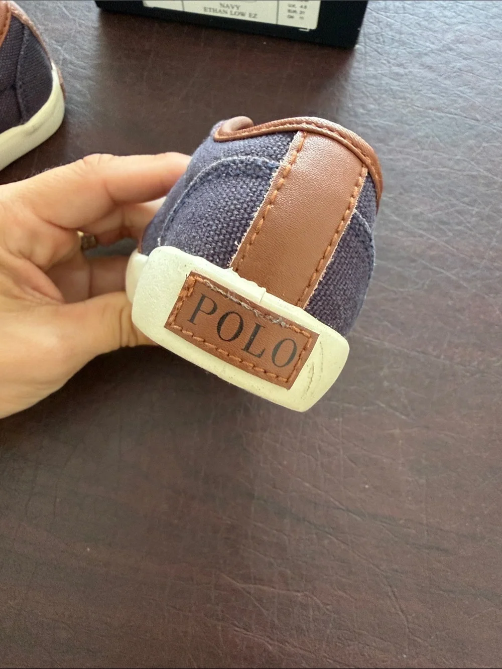 Polo by Ralph Lauren Toddler Navy Canvas Velcro Sneakers with White Soles NIB